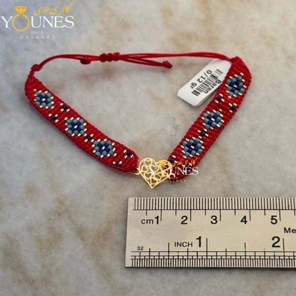 دستبند میوکی قرمز قلب قلبی طلا